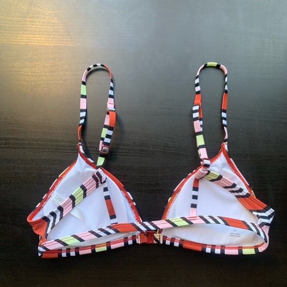 Urban Outfitters Out From Under Colorful Striped Triangle Front Clasp Swimsuit - Picture 3 of 6